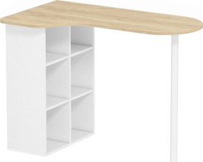HOMCOM Secretária irregular mesa de computador 100 x 59 cm com 6 compartimentos, 4 prateleiras ajustáveis e estrutura em aço, carvalho | Aosom Portugal