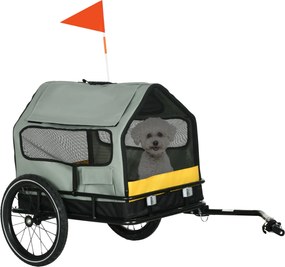 PawHut Reboque para cães Reboque para bicicleta Reboque para animais, 1 bandeira, para cães até 10 kg, Verde + Preto | Aosom Portugal