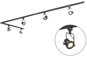 Sistema de trilhos industrial preto com 5 focos monofásicos - Suplux Industrial,Moderno