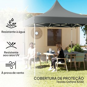 Tenda Dobrável Pop-Up 290x290x325 cm com 4 Paredes Laterais Anti-UV Altura Ajustável e Bolsa de Transporte Cinza