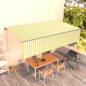vidaXL Toldo retrátil automático com estore 6x3 m amarelo e branco