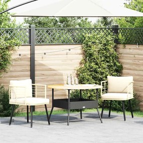 Cadeiras de jardim com almofadões 2 pcs vime PE naturais