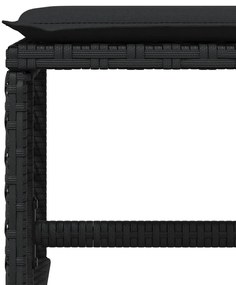 11 pcs conjunto de jantar p/ jardim c/ almofadões vime PE preto
