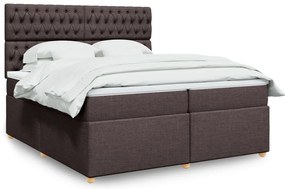 vidaXL Cama com molas/colchão 200x200 cm tecido castanho-escuro