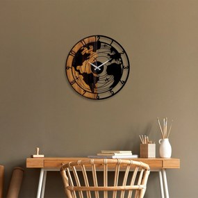 Relógio de Parede Decorativo Mas-041 – Nogueira e Preto – 56 x 3 x 56
