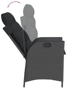 7 pcs conjunto de jantar p/ jardim c/ almofadões vime PE preto