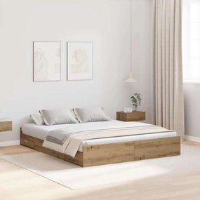 vidaXL Estrado de cama com arrumação carvalho artisiano 140 x 200 cm