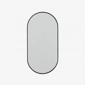 Espelho De Parede Oval 35x70 Cm Em Alumínio Elbert Preto - Sklum