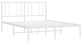 Estrutura de cama com cabeceira 150x200 cm metal branco