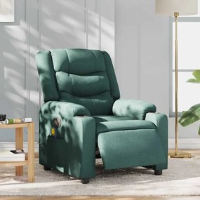 Poltrona reclinável de massagens elétrica tecido verde-escuro