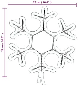 Figuras de flocos de neves com LEDs 2pcs 27x27 cm branco quente