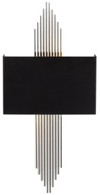 Candeeiro de Parede Modelo 614 – Preto e Prateado – 75 x 10 x 22 cm