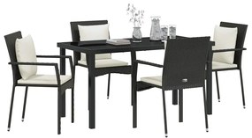 Conjunto de Jantar Jardim 5 pcs Preto 140 x 70 x 73 cm Ratan PE