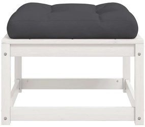 Apoio de pés p/ jardim c/ almofadão pinho maciço branco