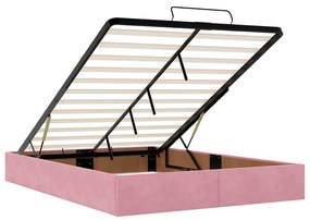Estrutura de cama otomana com colchão 140x190 cm veludo rosa