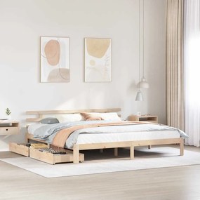 vidaXL Estrutura de cama c/ gavetas 180x200 cm madeira de pinho maciça