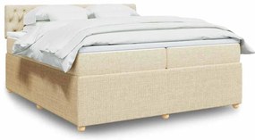 vidaXL Cama com molas/colchão 200x200 cm tecido cor creme