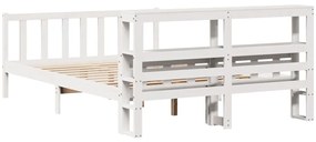 Cama sem colchão 160x200 cm madeira de pinho maciça branco