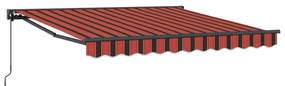 vidaXL Toldo Retrátil Laranja e Preto 350 x 250 cm Poliéster e Metal