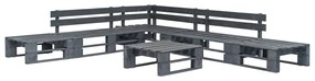 6 pcs conjunto lounge de jardim paletes madeira cinzento