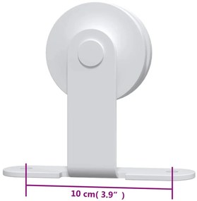 Kit de ferragens para porta deslizante 183 cm aço branco