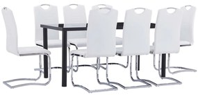 vidaXL 9 pcs conjunto de jantar couro artificial branco