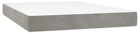 Cama box spring c/ colchão/LED 140x200 cm veludo cinzento-claro