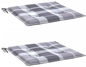 Almofadões cadeiras jardim 2pcs tecido oxford xadrez cinzento