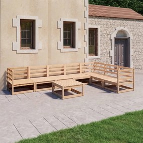 vidaXL 8 pcs conjunto lounge de jardim pinho maciço