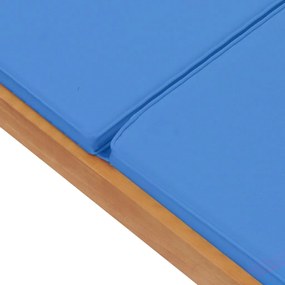Espreguiçadeira com almofadão madeira teca maciça azul