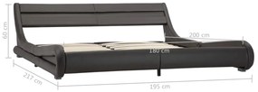 Estrutura de cama com LED 180x200 cm couro artificial cinzento