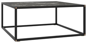 Mesa de centro 80x80x35 cm vidro mármore preto