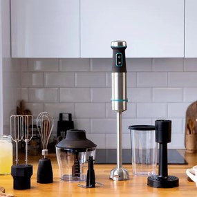 Varinha mágica de 1200 W Power TitanBlack 1200 XL PerfectCream&amp;Crush, Lâmina de 4 folhas, pé XL, proteção antissalpicos, Inlcui picador com lâmina, ba