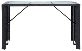 7 pcs conjunto bar para jardim c/ almofadões vime PE preto