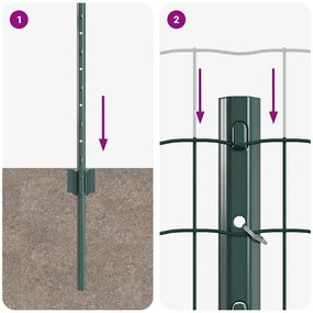 Conjunto de Cerca de Jardim Conjunto de 2 Verde Aço 10 x 0.8 m