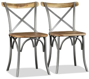 Cadeiras de jantar 2 pcs madeira de mangueira maciça