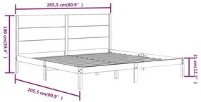 Estrutura de cama 200x200 cm pinho maciço preto