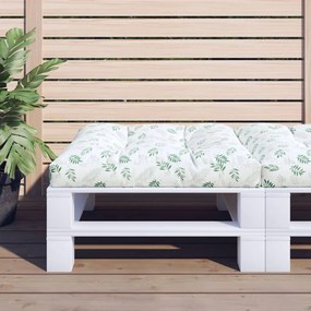 vidaXL Almofadão para sofá de paletes 70x70x12 cm tecido padrão folhas