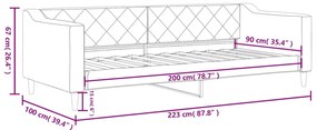 Sofá-cama 90x200 cm tecido cor creme