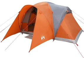 Tenda familiar cúpula para 6 pessoas impermeável cinza/laranja