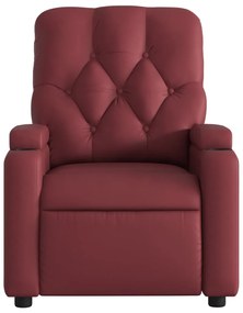 Poltrona massagens reclin. elétrica couro artif. vermelho-tinto