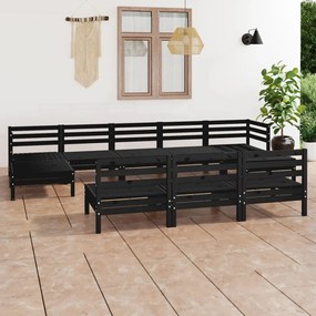 10 pcs conjunto lounge de jardim pinho maciço preto