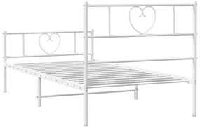Estrutura de cama com cabeceira e pés 100x200 cm metal branco