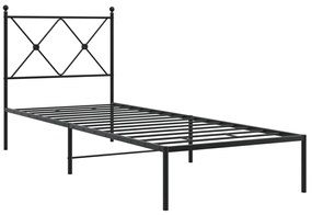 Estrutura de cama com cabeceira 80x200 cm metal preto