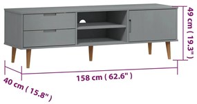 Móvel de TV Eva em Pinho Maciço - Cinzento - Design Escandinavo