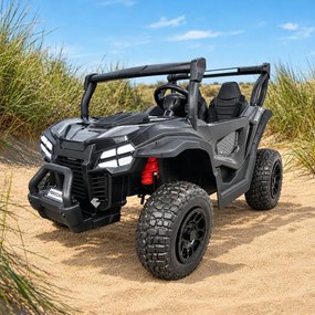 Buggy elétrico para crianças 2 lugares 1000R 4x4 24V, Rodas de borracha, Banco em pele sintética Preto