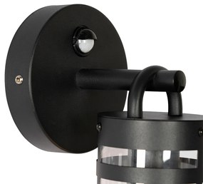 Candeeiro de parede exterior preto IP44 com sensor de movimento - Ruben Industrial