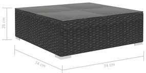 12 pcs conjunto lounge de jardim c/ almofadões vime PE preto