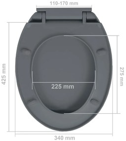 Tampo sanita oval fecho suave e remoção rápida cinzento