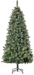 Árvore de Natal artificial com efeito nevado, 180 cm de altura, 50 pinhas, 718 ramos com agulhas, imitação de Nordmann, muito realista